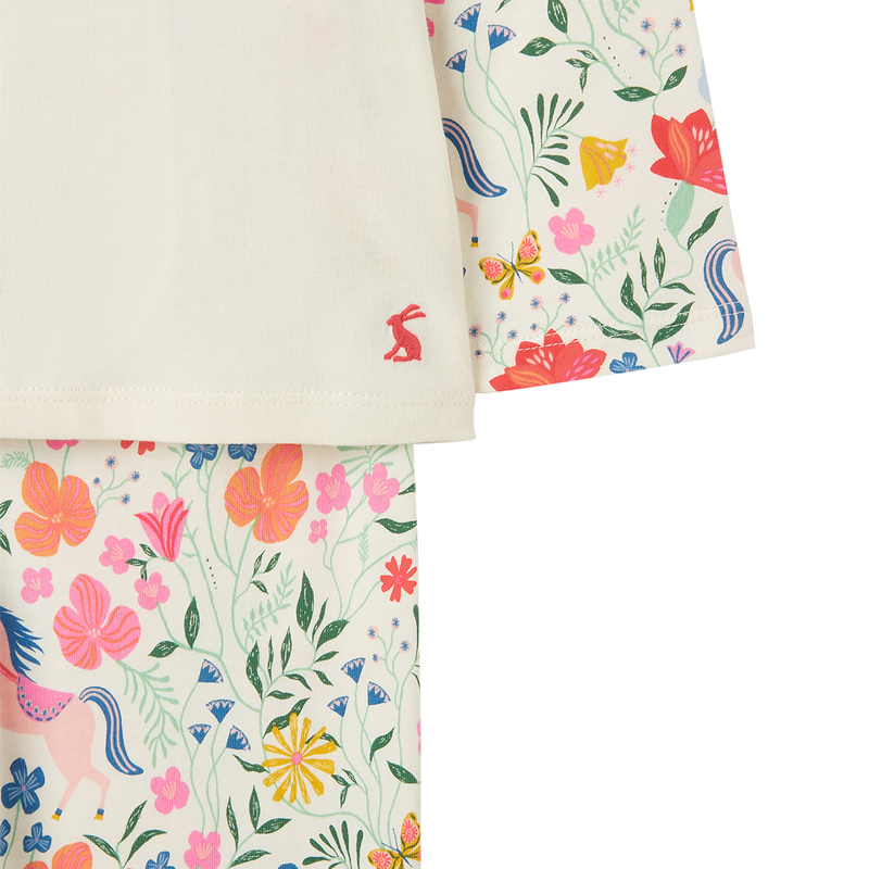 Joules Girls Doze Days Applique Pyjama Set - Horse Folk Floral-2